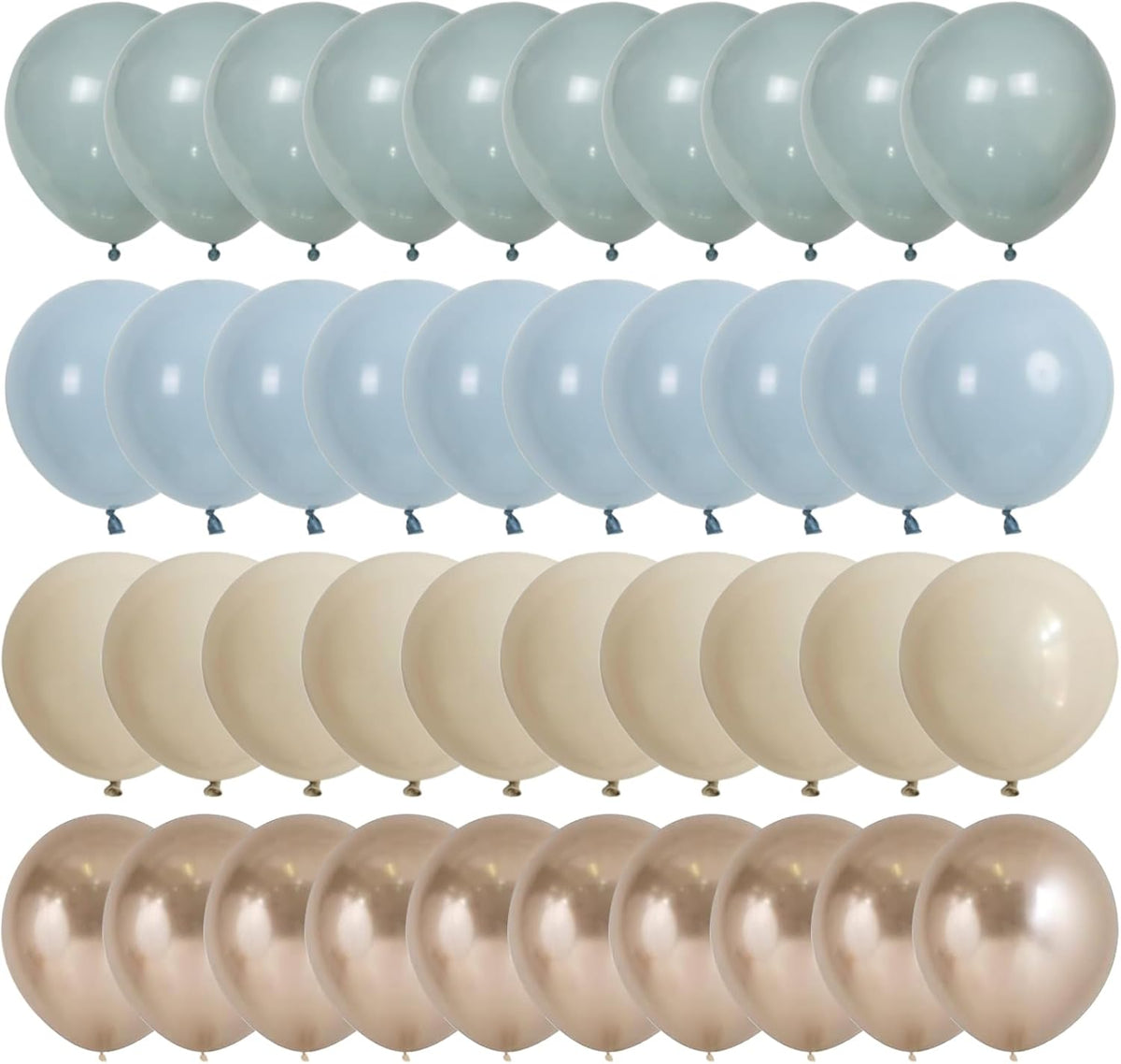 50pcs Dusty Blue Balloon Set, 12-Inch Baby Slate Blue, Sand White & Champagne Gold Confetti Balloons, Elegant Decor for Baby Showers, Weddings, Graduations & Boys' Birthdays