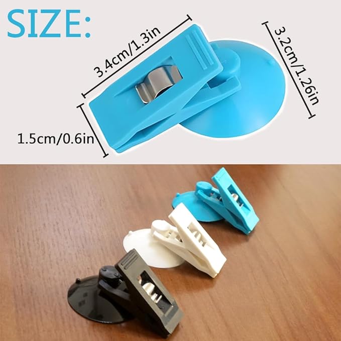 Multi Purpose Suction Cup Clips, Car Sunshade Cloth Fixing Clip, Refrigerator Message Papers Clip (Blue-6)