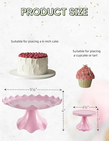 Plastic Dessert Table Display Set of 6, 3 Pcs 9 inch cake Stand, 3 Pcs 4 inch Mnini Cupcake Holder, cupcake tray, Versatile Design for Birthday, Tea Party, Wedding. (pink)