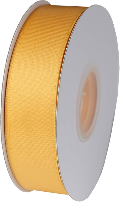 ITIsparkle 1" Inch Double Faced Satin Ribbon 50 Yards-Roll Set for Gift Wrapping Scrap Books Party Favor Hair Braids Baby Shower Decoration Floral Arrangement Craft Supplies, Gold Ribbon