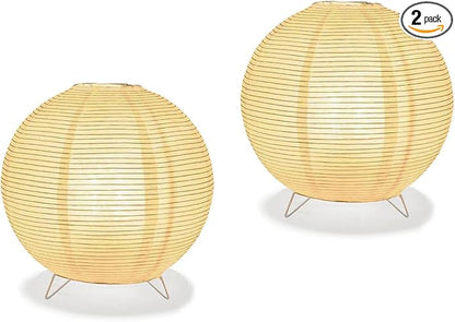 YY YEARCHY Table Lamp Paper Lamp Standing Lamps with Rice Paper Shade for Bedroom Livingroom (Ball 2 Pack)