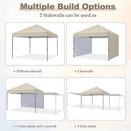 MASTERCANOPY Pop Up 10x10 Canopy Tent with Center Lock, 2 Shelters, 4 Poles, 230 Sq ft of Large Shade Space, for Camping, Picnics & Beach (10'x10',Beige)