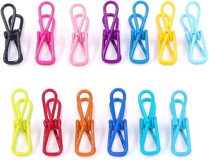 Swpeet 50 Pieces Multi-Purpose Metal Wire Clip Windproof Clothespin Metal Clips Holders for Office Clothes Baby Diaper Peg Clips Pins Hanging Hooks - Multi-Colors