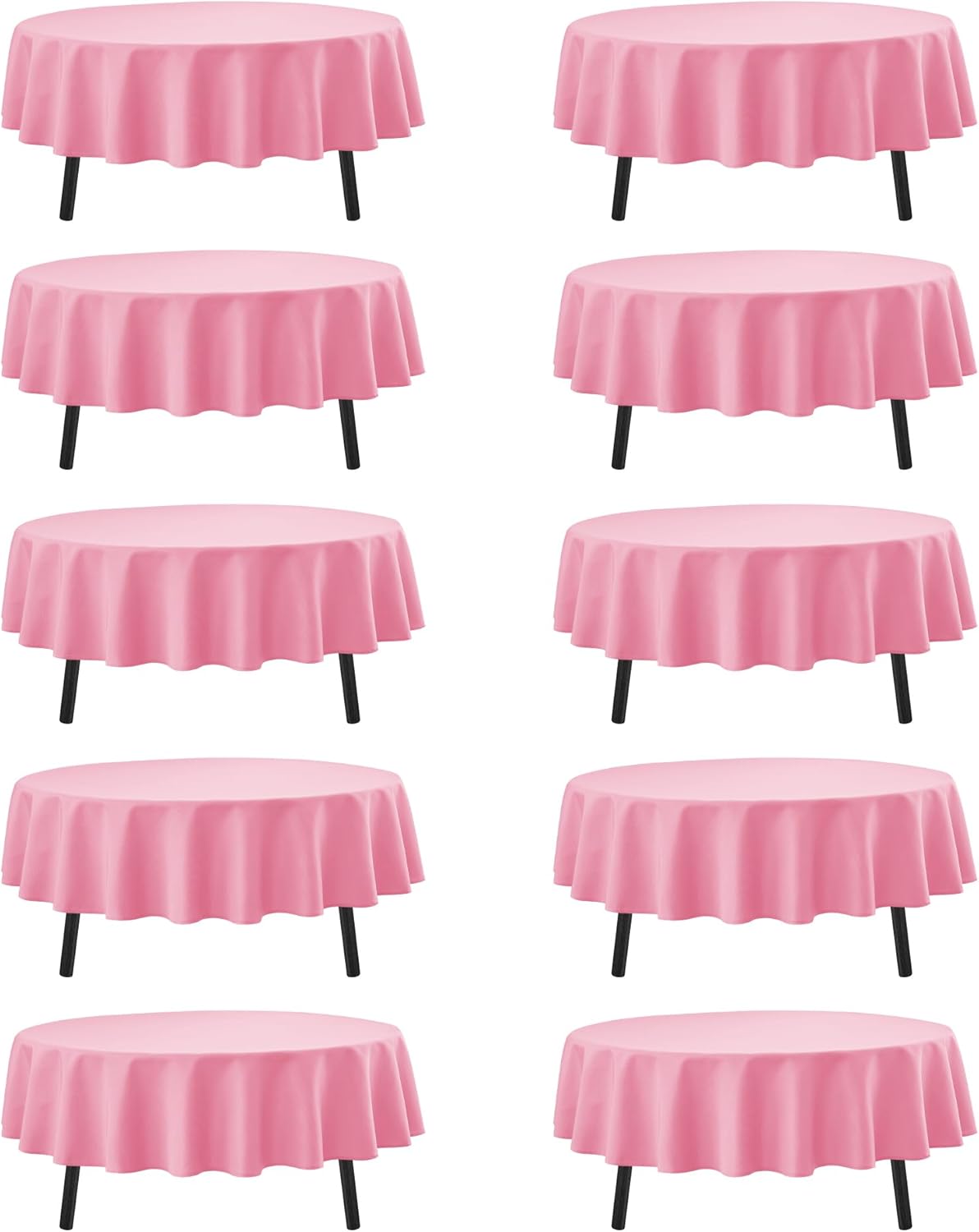 10-Pack Pink Round Tablecloths, 90 Inches, Stain-Resistant Polyester for 4-5 Ft Round Tables - Washable Table Covers for Weddings, Banquets, Birthday Parties, Events