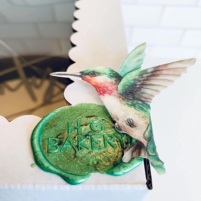 GEORLD Edible Cupcake Topper Wafer Hummingbird Cake Bird Decoration by Wafer Paper,12 Counts,Flat not 3D