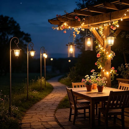 Larekook 2 Pack Solar Lanterns Outdoor Waterproof, High Brightness Hanging Solar Lights for Outside, Outdoor Decorative Lantern for Garden Patio Garage Porch Yard Decor