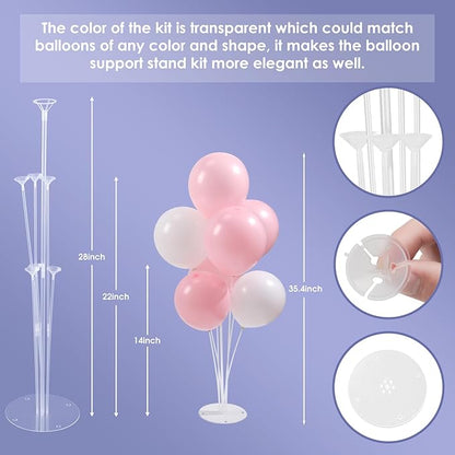 Voircoloria 6 Sets Balloon Stand Kits, Balloon Sticks with Base for Table Centerpieces Graduation Birthday Baby Shower Gender Reveal Party Decorations