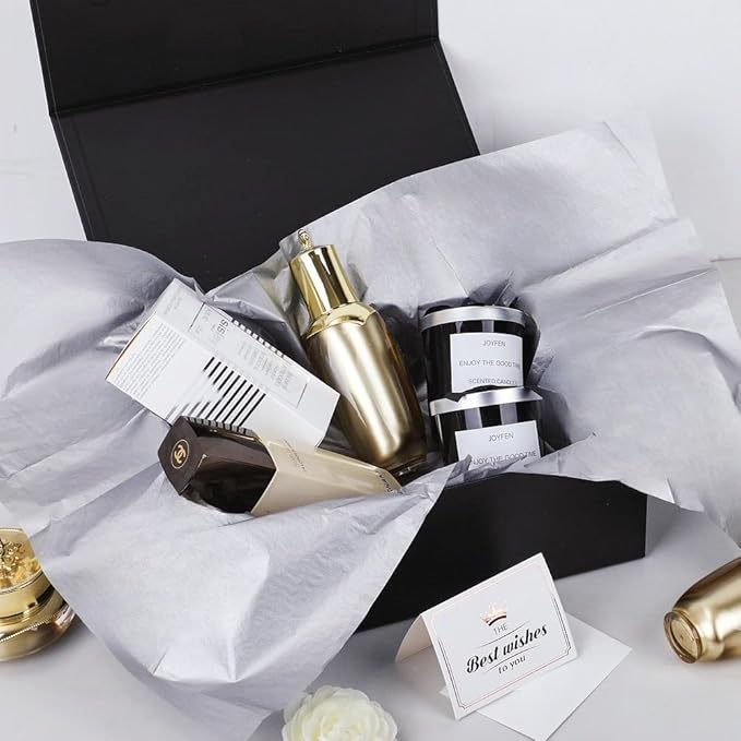 UoeRing 6 Pack Black Gift Box 11.5x8x4 inch Luxury Gift Box Bulk for Presents with Magnetic Lid Collapsible,Birthday,Groomsman,Contains Card, Ribbon, Tissue Paper,Shredded Paper Fille