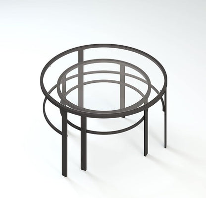 Henn&Hart Round Nested Coffee Table in Blackened Bronze, Coffee Table coffee