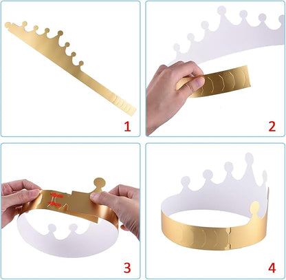 SIQUK 27 Pieces Golden Paper Crown Party Gold Crowns Hats King Crowns for Party and Celebration