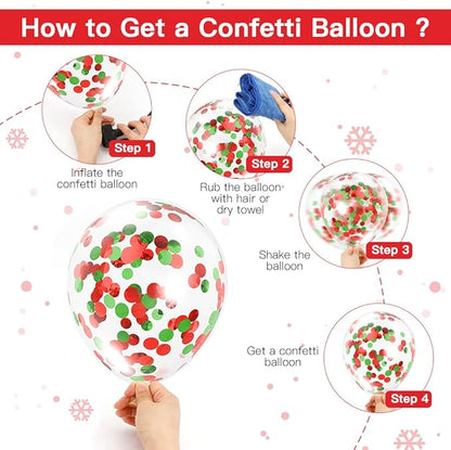 Christmas Red and Green Balloons 60 Pcs 12 inch Christmas Party Balloons Confetti Balloons Gold Metallic Latex Balloon Matte Holiday Balloons for Xmas Balloon Arch Party Birthday Decorations