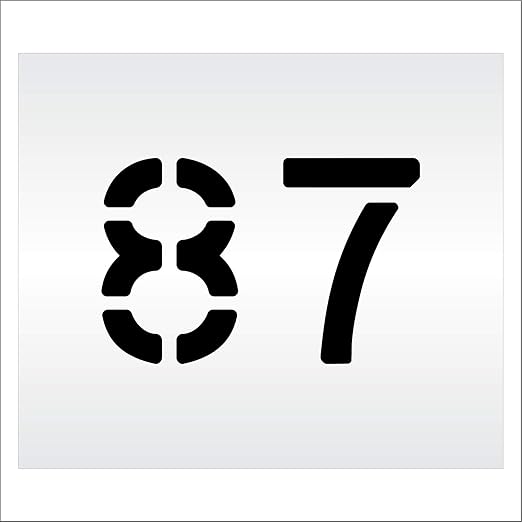 Pavement, Curb, and WheelStop Stencils - 6 inch Double Number Stencil - (87) - 6" x 9" x 1/16" (63 mil) - Light-Duty