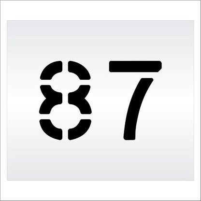 Pavement, Curb, and WheelStop Stencils - 6 inch Double Number Stencil - (87) - 6" x 9" x 1/16" (63 mil) - Light-Duty