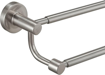 BESy Adjustable 16-26 Inches Double Bath Towel Bar for Bathroom SUS304 Stainless Steel Towel Holder, Hotel Style Wall Mount with Screws Hand Towel Bar Towel Rack Rod Hanger, Brushed Nickel Finish