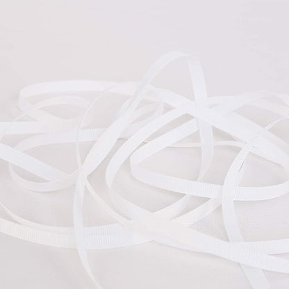 Ribbonitlux 1/4" Wide Solid Grosgrain Ribbon 25 Yards (029-White）, Set for Gift Wrapping, Party Decor, Sewing Applications, Wedding and Craft