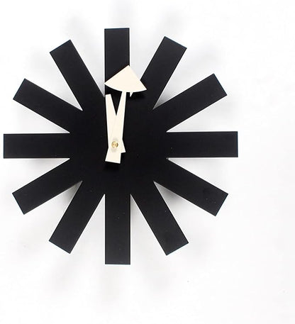 SHISEDECO Modern Non Ticking Mid Century Retro Design Decorative Silent Wall Quartz Clocks 10 Inch for Home, Living Room, Office and Bedroom etc.(Asterisk Clock Black)
