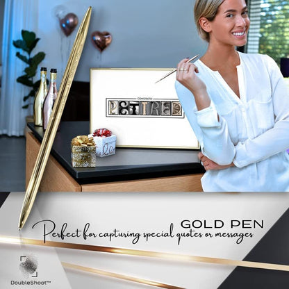 Framed Gold Retirement Decorations Guest Book for Men - 12"x16" Large Sign Poster including Gold Pen & Acrylic Glass - Retired Party favors, Table Centerpieces Plaque