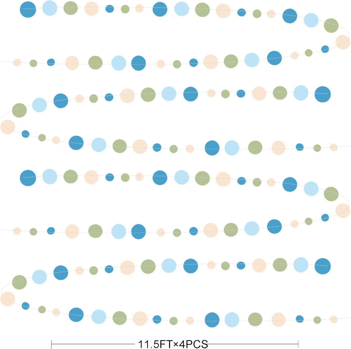Dusty Blue and Sage Green Beige Polka Dot Garland Olive Green Dusty Blue Cream Nude Hanging Paper Circle Dots Streamer for Birthday Baby Shower Wedding One Silly Goose Theme Party Decorations Supplies