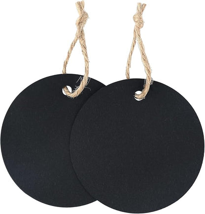 G2PLUS 100PCS Gift Tag with String,2.2'' Round Paper Tags Blank Hang Tags Black Circle Tags with Holes for Craft Projects, Xmas Gift, DIY Wedding Favor Bag