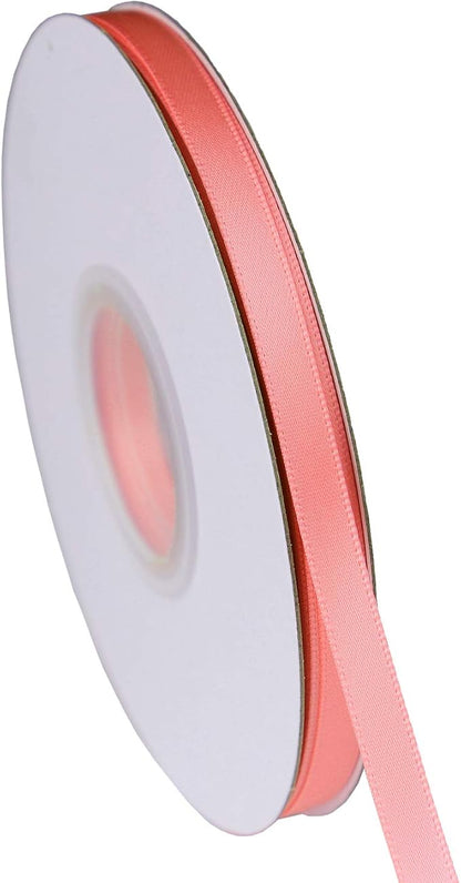 ITIsparkle 1/4" Inch Double Faced Satin Ribbon 50 Yards-Roll Set for Gift Wrapping Scrap Books Party Favor Hair Braids Baby Shower Decoration Floral Arrangement Craft Supplies, Pink Ribbon