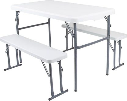 Stansport Compact Portable Kids Picnic Table – Foldable Space-Saving Design with Locking Legs – Lightweight Children’s Picnic Set for Travel, Parks, Campsite – Durable Steel Frame & Easy Clean Surface