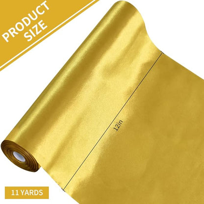 TONIFUL 12 Inch X 11yds Dark Gold Satin Ribbon Extra Wide Christmas Ribbon for Outdoor Use, Ribbon Cutting Ceremony, Grand Opening Ribbon, Table Runner, Chair Sash, Gift Wrapping, Wedding Decoration