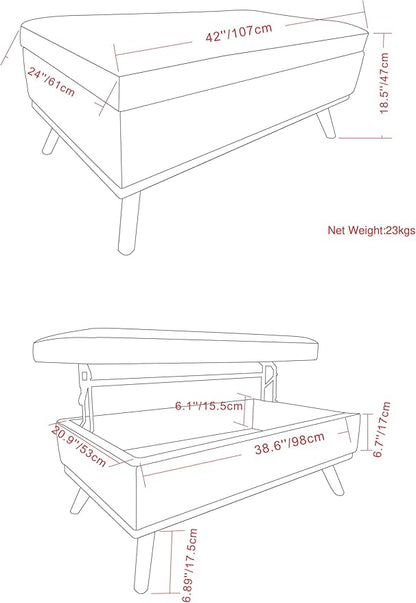 SIMPLIHOME Owen Lift Top Coffee Table Storage Ottoman