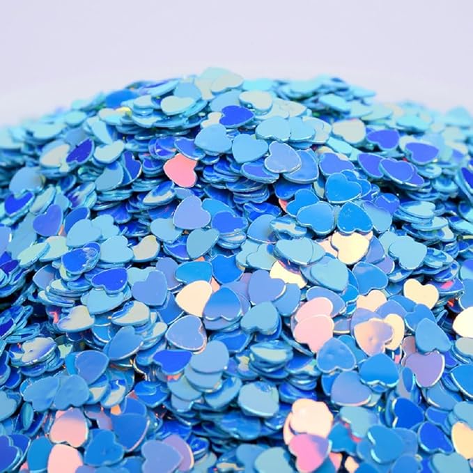 3000pcs Heart Shaped PVC 4mm Glitter Confetti for Valentine's Day, Anniversary, Birthday, Wedding, Bridal Shower & Baby Shower Parties Decorations (blue)
