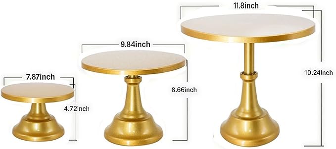 3 Pcs Metal Cake Stand Set 8/10/12 inch Dessert Table Display Perfect for Baby Shower Wedding Birthday (gold)