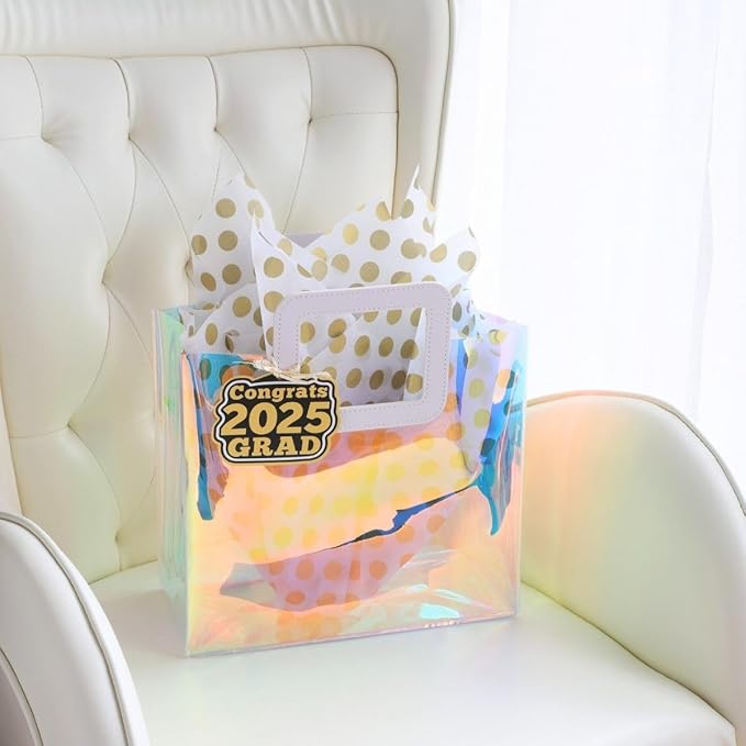 11'' Medium 2025 Graduation Gift Bag with Tissue Paper and Gift Tag for Girl-Gold