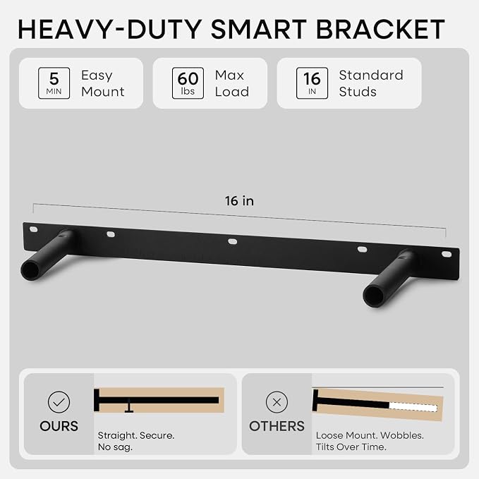 Homeforia 24inch Walnut Floating Shelves for Wall, High End Solid Real Wood 24in Floating Shelf for Bathroom, Dark Brown 24 inch Long Floating Shelves, Heavy Duty Bracket, 24 X 6.5 X 1.75 in, Set of 2