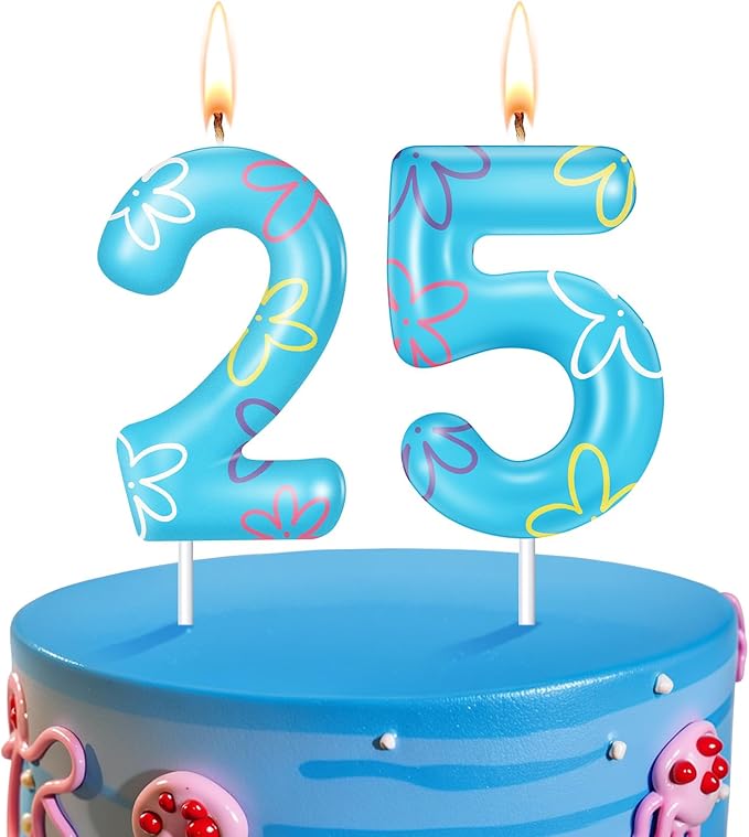 Conelist Sponge Birthday Number Candle for Cake Cute Flower Cloud Decorations Cupcake Toppers Cartoon Numeral Birthday Cake Topper for Sponge Fans Party Decoration Supplies(Number 25)