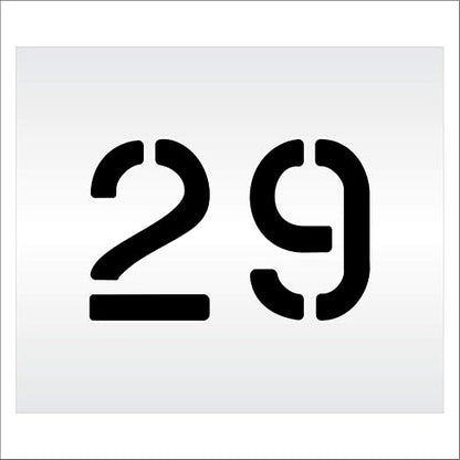 Pavement, Curb, and WheelStop Stencils - 6 inch Double Number Stencil - (29) - 6" x 9" x 1/16" (63 mil) - Light-Duty
