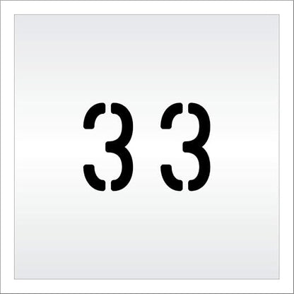 Pavement, Curb, and WheelStop Stencils - 4 inch Double Number Stencil - (33) - 4" x 5.5" x 1/16" (63 mil) - Light-Duty