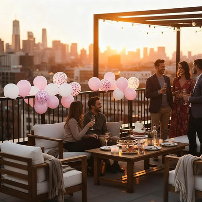Light Pink and White Balloons, 12 Inch Pink White Balloons with Confetti Balloons for Wedding Bridal Shower Baby Shower Pink Birthday Decorations
