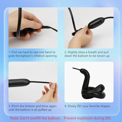 Black Balloons 100 Pcs - 260 Long Balloons for Tying Arch, Twisting & Decorating Birthdays, Halloween, Weddings & More