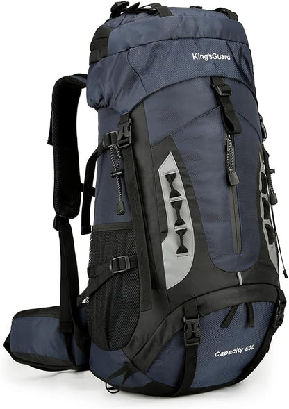 King'sGuard 60L Hiking Backpack for Men and Women Lightweight Camping Hiking Backpack with Rain Cover Large Waterproof Travel Backpack Backpacking Pack (Navy Blue)