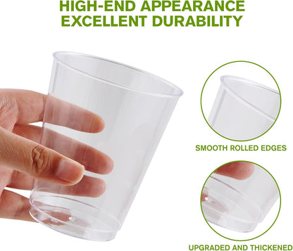 JollyPack 300 Pack Clear Plastic Cups 10 OZ Disposable Heavy-duty Hard Drinking Cups for Christmas, Wedding, Home, Dinner and other Events