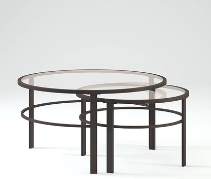Henn&Hart Round Nested Coffee Table in Blackened Bronze, Coffee Table coffee