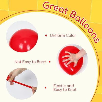 60pcs Red and Yellow Balloons 12inch with Red Print Confetti Black and Yellow Balloons for Baby Shower 1st 2nd 3rd Birthday Party Decorations