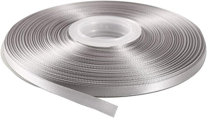 ITIsparkle 1/4" Inch Double Faced Satin Ribbon 50 Yards-Roll Set for Gift Wrapping Scrap Books Party Favor Hair Braids Baby Shower Decoration Floral Arrangement Craft Supplies, Silver Ribbon