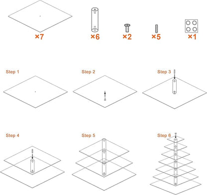 7 Tier Large Cupcake Stand, Square Cupcake Stand for 150 Cupcakes, Tiered Cupcake Holder Stand, Clear Acrylic Cup Cake Tower Stand, Dessert Table Display Set for Gatherings and Celebrations