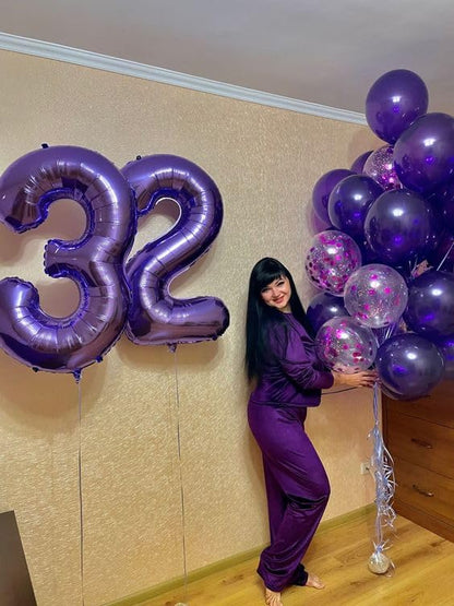 Purple Number 13 Balloon 40 Inch, 13th Birthday Party Decorations for Children, Giant 13 Foil Balloon for Party Supplies