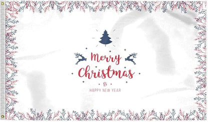 AGAS Christmas Flag 3x5 Outdoor, Merry Christmas and Happy New Year Flags with Brass Grommets - 200 Denier Nylon Large Welcome Signs Banners Gifts for Outdoor Wall Decorations For Winter Holiday Parties, Home Decor, Shops