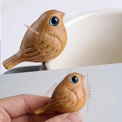 Yookeer 6 Pcs Wood Bird Statues Bulk Mini Creative Handcrafted Decorative Magpie Figurines Small Modern Bird Decor Each 2.05" x 1.1" x 1.06" for Home Bedroom Bathroom Office Desktop Decor