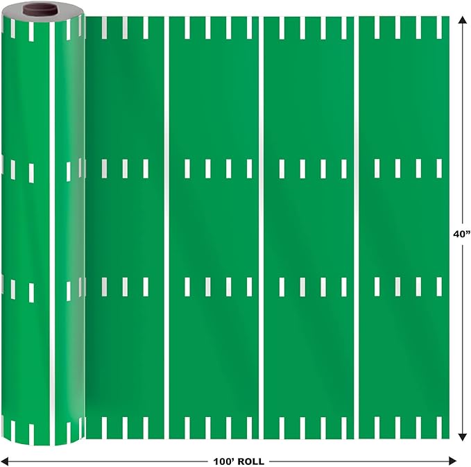 Beistle Game Day Football Table Roll, 40 by 100-Inch, Green/White