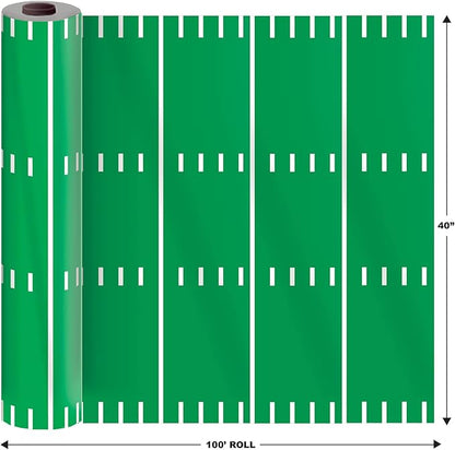 Beistle Game Day Football Table Roll, 40 by 100-Inch, Green/White