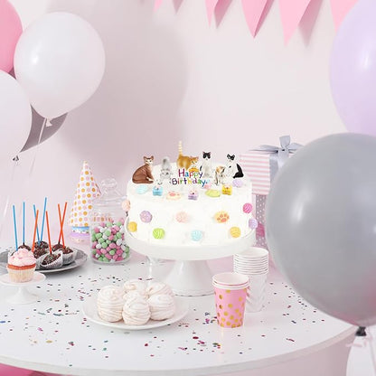 26 Pcs Cat Cake Topper Cute Figurines Happy Birthday Paw Cake Toppers Party Decoration Mini Set for Birthday Party Garden Home Shower Supplies(Handsome Cat)
