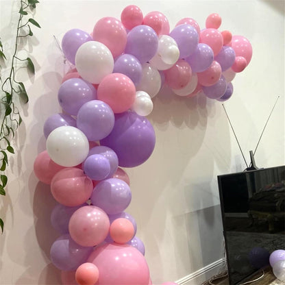 Pink and Purple Balloons, 75 Pack Pastel Purple Pink and Matte White Latex Balloons, Pink Purple Macaron Helium Balloons for Girls Birthday Wedding Baby Shower Christening Engagement Party Decorations