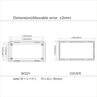 LeMotech Project Box, 5 Pieces ABS Electrical Box Small Junction Box for Electronics PCB Case,Electronic Hobby Box Black, Outside Size 2.8 x 1.7 x 0.7 inch (70x 42x 18 mm)